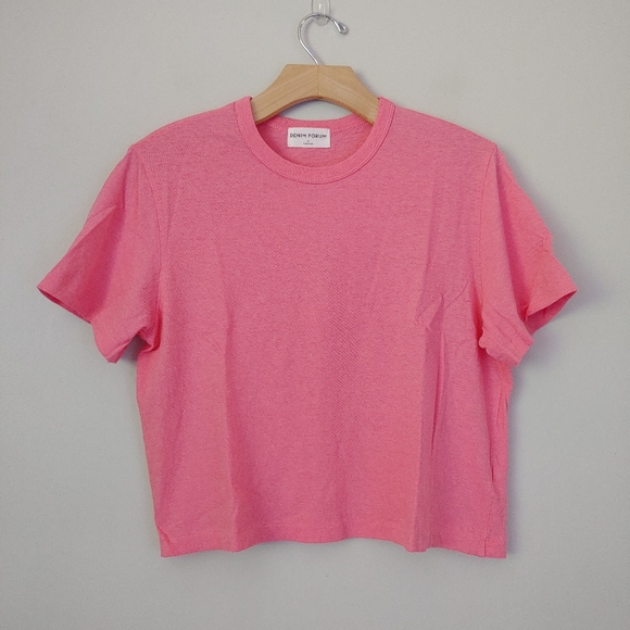 Denim Forum Aritzia The Vintage Crop Tee Short Sleeve Top Size Medium Candy Drop - Picture 8 of 16